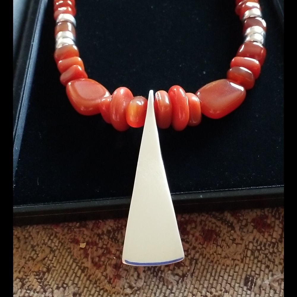 RLM Studio Sterling Silver Red Carnelian Necklace Toggle Clasp